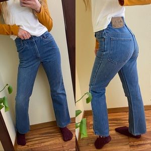 Vintage 70s High Rise Cropped Micro Flare Jeans